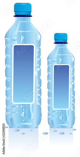 Plastic water bottles with blank label