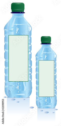 Plastic water bottles with blank label