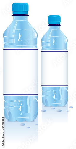 Plastic water bottles with blank label