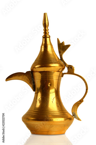 Dallah - the Traditional arabic coffee pot in white background