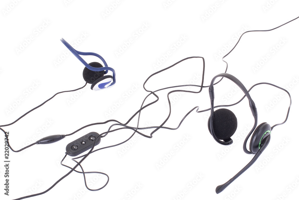 black headphones isolated on white background black headphones isolated on white background