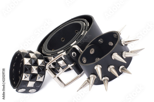 Black Leather Belt with Chrome Studs