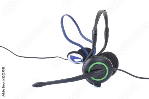 black headphones isolated on white background