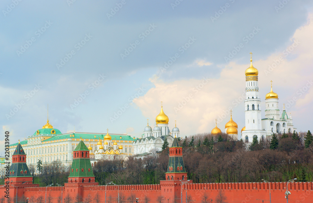 Moscow Kremlin under dramatic sky