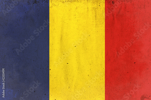 flag of romania - old and worn paper style