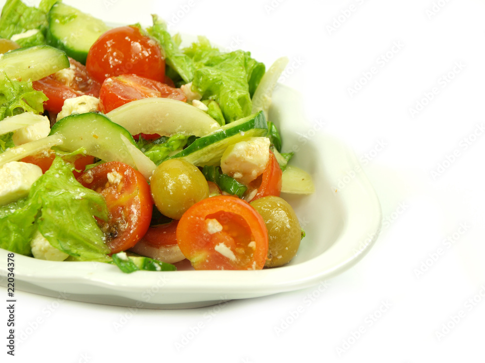 Fresh salad on white background