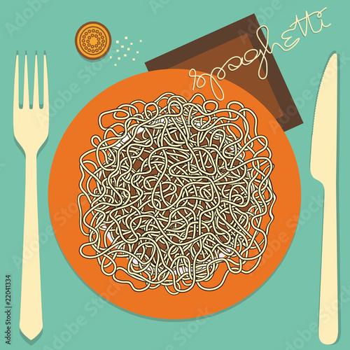 Spaghetti - menu or restaurant card