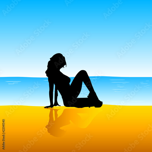 sexy girl on the beach illustration