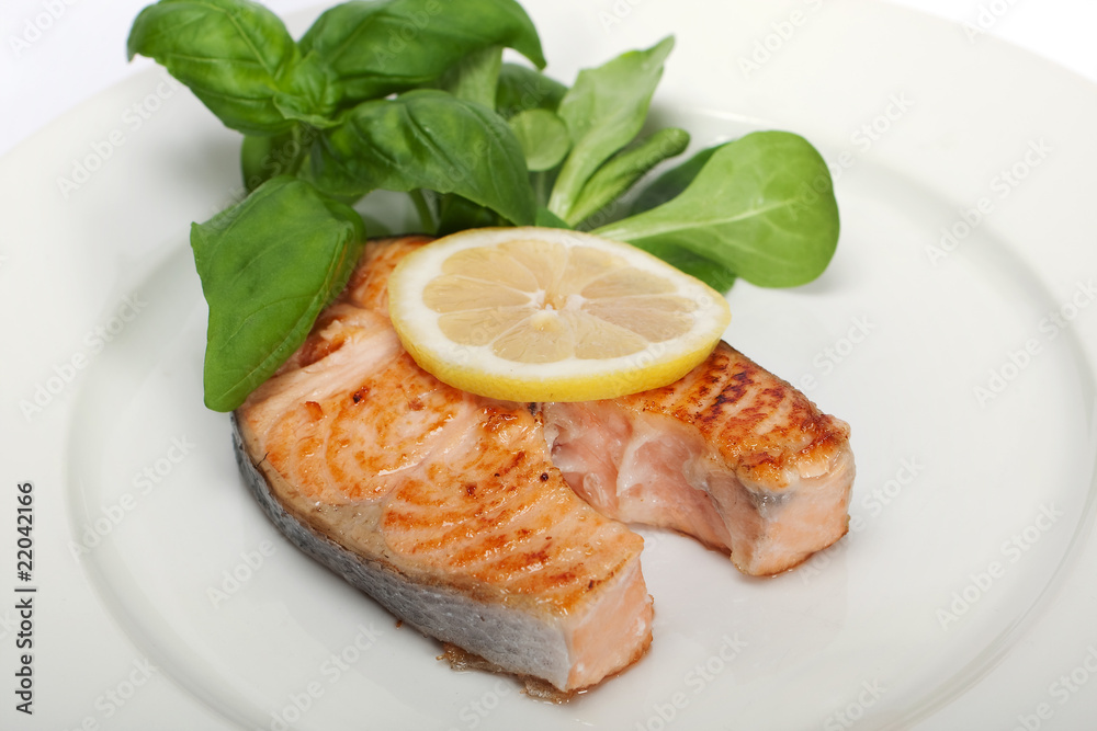gebratener Lachs Steak gebratener Lachs Steak