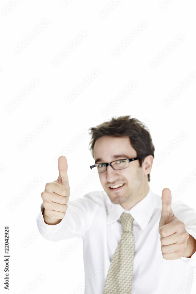 Businessman giving the thumbs-up sign