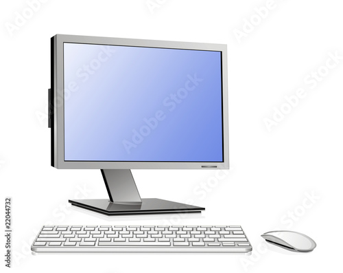 monitor z klawiaturą i myszką