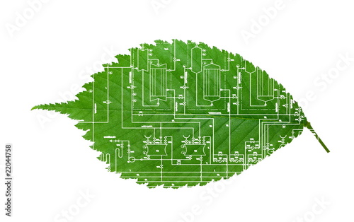 Green industry, leaf with lines