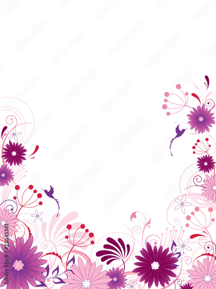 violet floral background with ornament