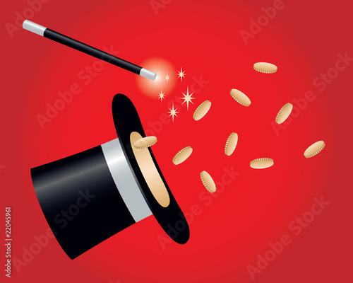 Magic Hat  and Wand Coin Trick