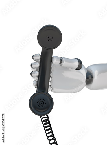 Handset in hand of robot