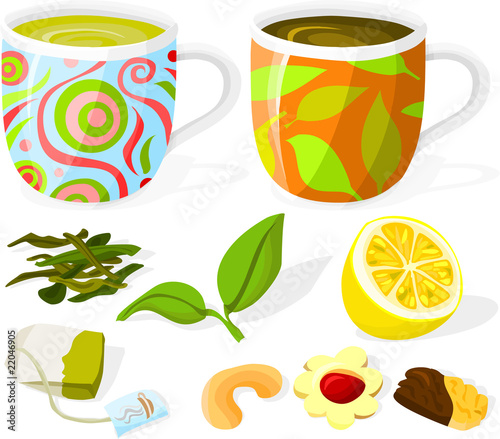 Set of tea accessories and a tea-cup