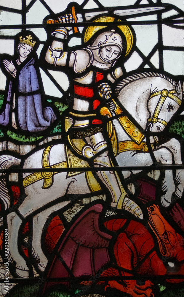 St George and the Dragon stained glass window St George and the Dragon stained glass window