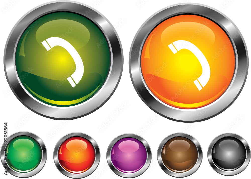 Vector collection icons with phone sign, empty button included Vector collection icons with phone sign, empty button included