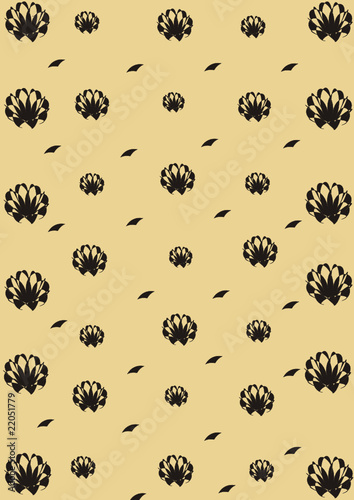 beige background with black abstract flowers