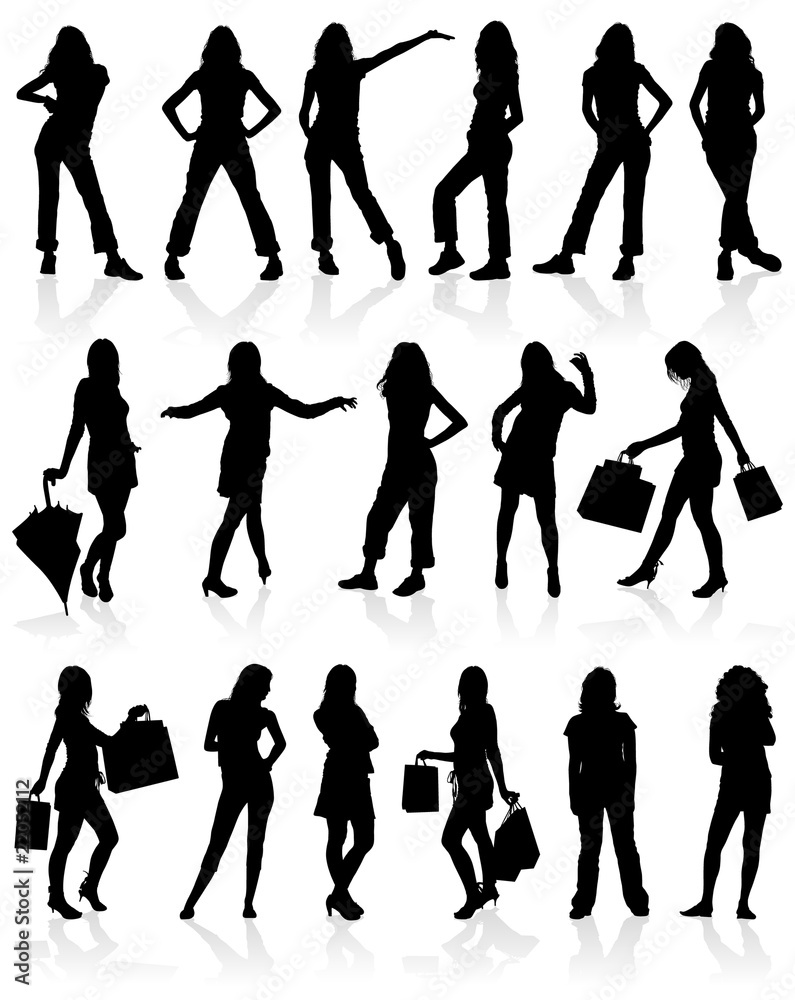 Fototapeta premium Vector silhouettes girls