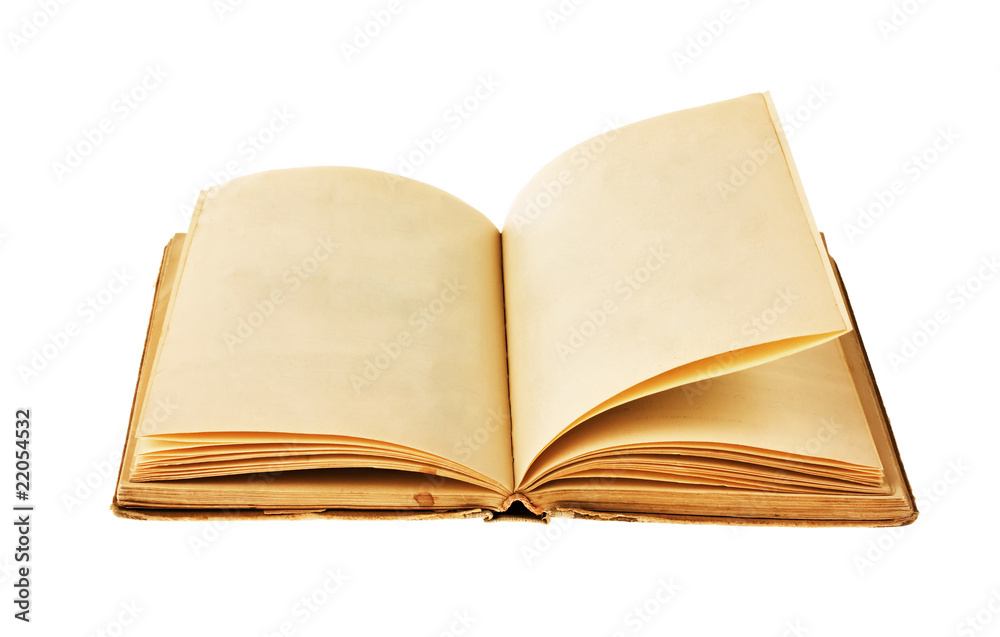 Old Open Book isolated on white background Old Open Book isolated on white background