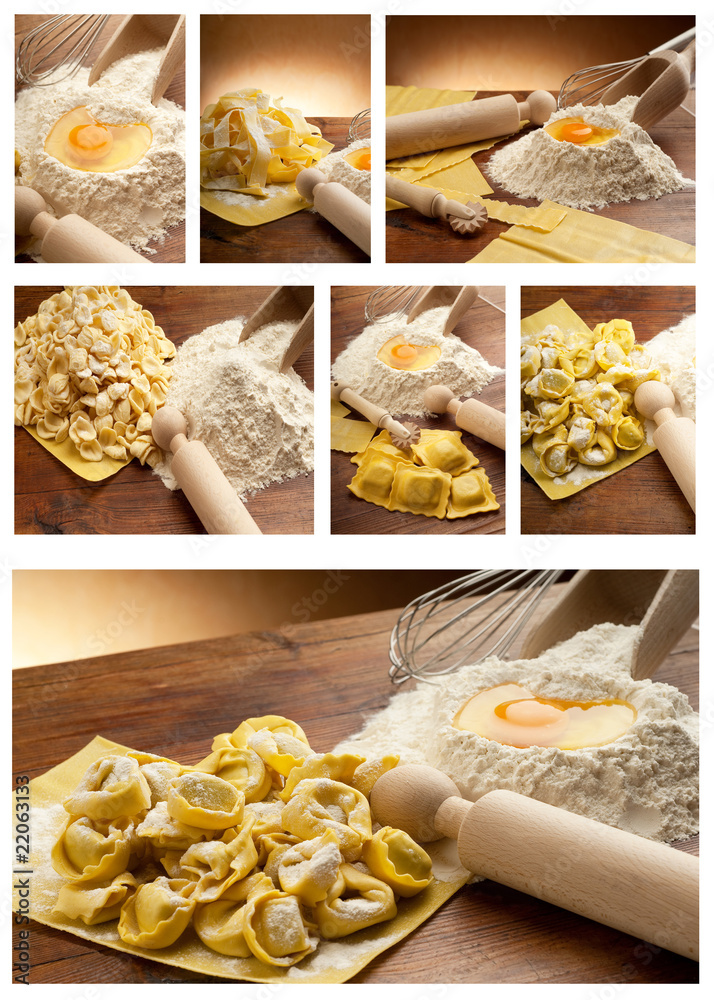 collage di pasta tradizionale italiana fatta in casa foto de Stock | Adobe  Stock
