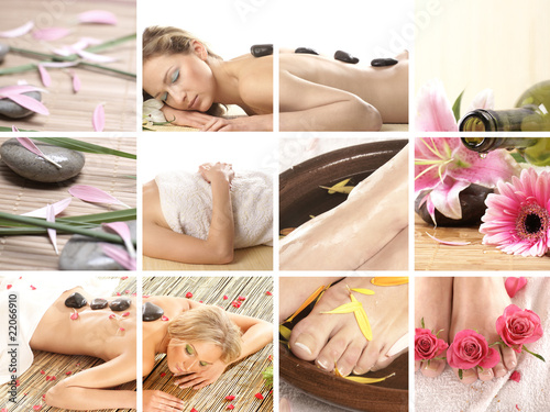 Collage of different spa treatment images