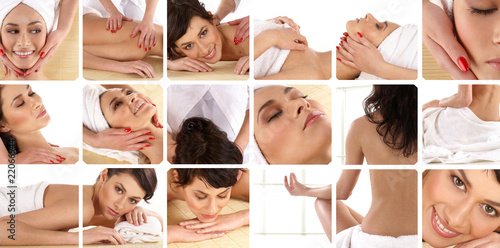 Collage made of different spa treatment images