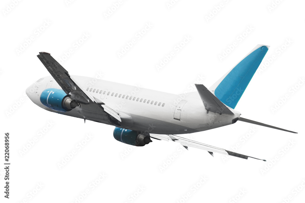 Obraz premium Isolated airplane - clear surface - ready for editing