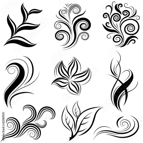 Set of leafs and plants design elements