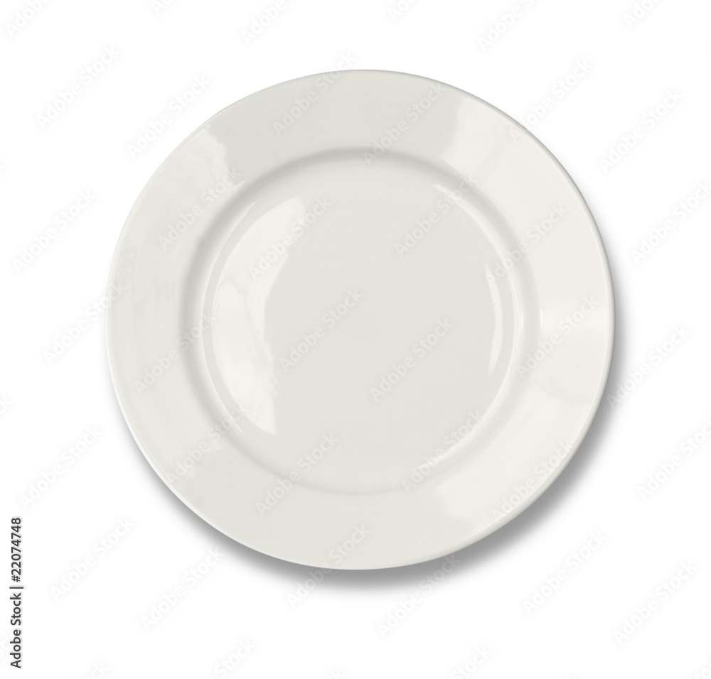 Round plate isolated on white with clipping path included Round plate isolated on white with clipping path included