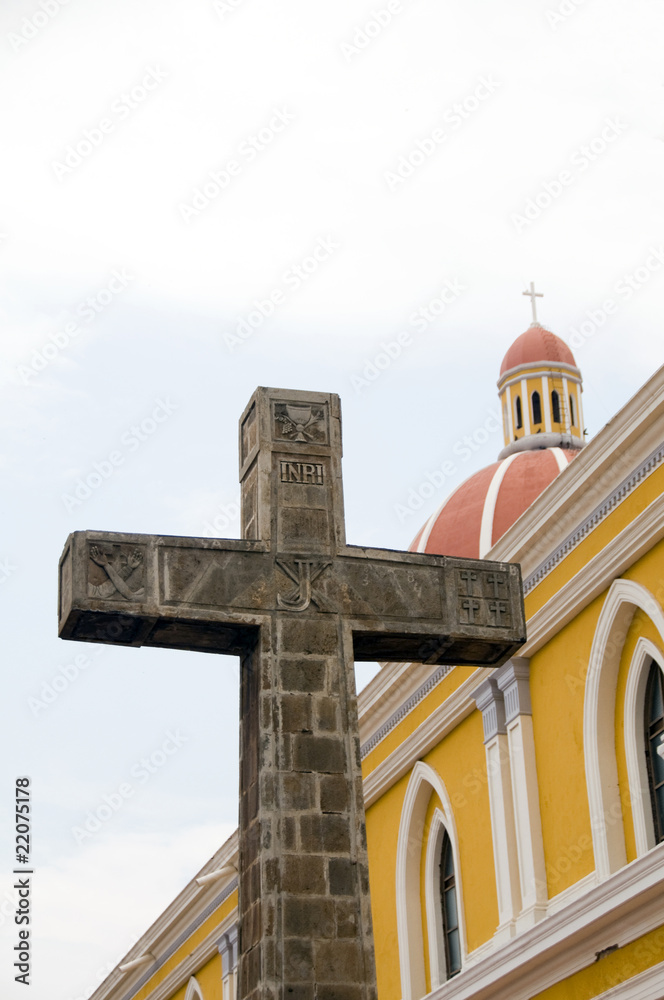 the cathedral of granada nicaragua with catholic cross the cathedral of granada nicaragua with catholic cross