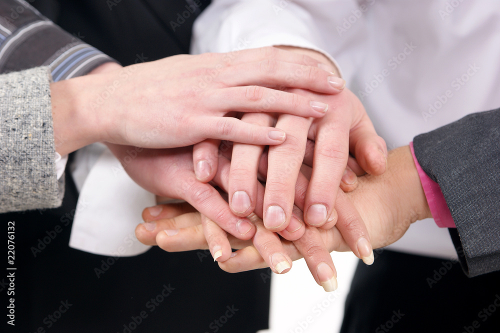 Image of different people shaking their hands together Image of different people shaking their hands together