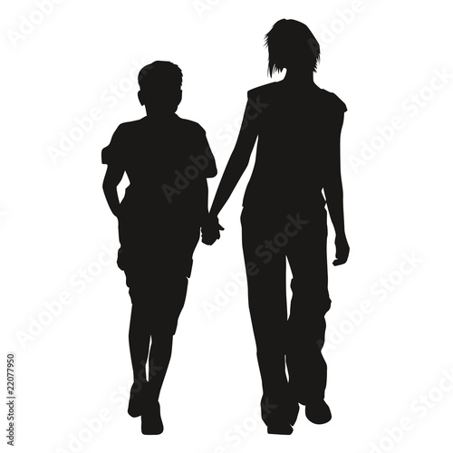 Silhouette mère fils