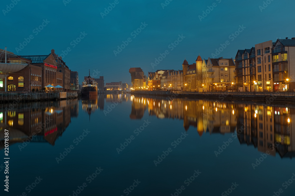 Gdansk of Riverside at night