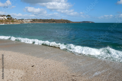 The shore of Gyllyngvase beach, Falmouth Cornwall.