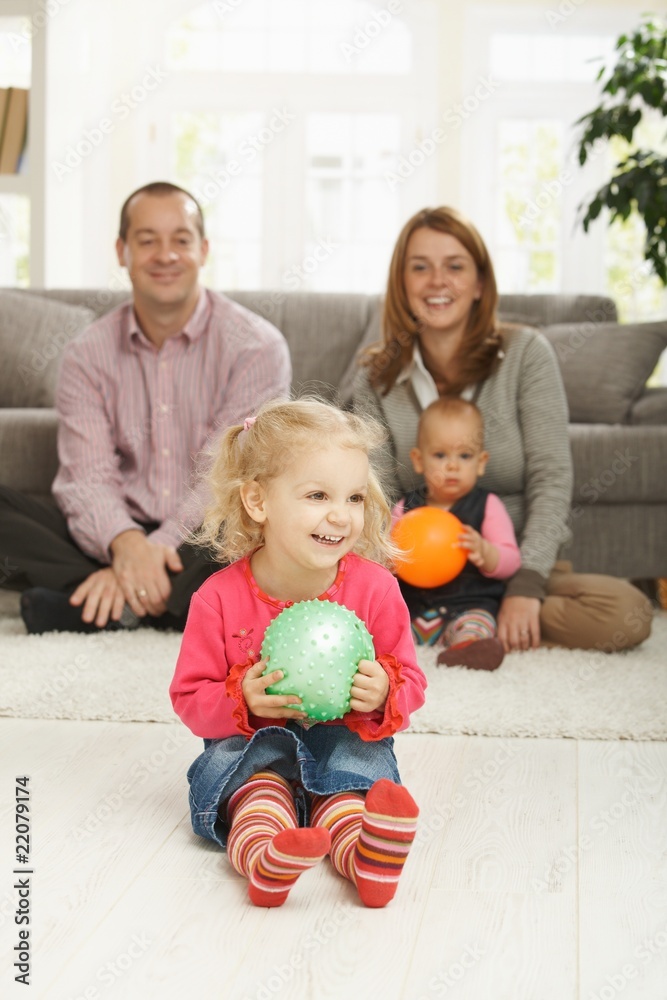 Smiling little girl with ball Smiling little girl with ball