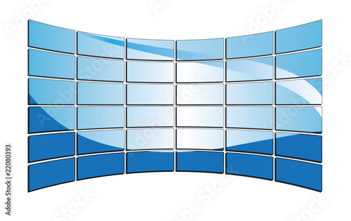 3D vector blue tv monitors