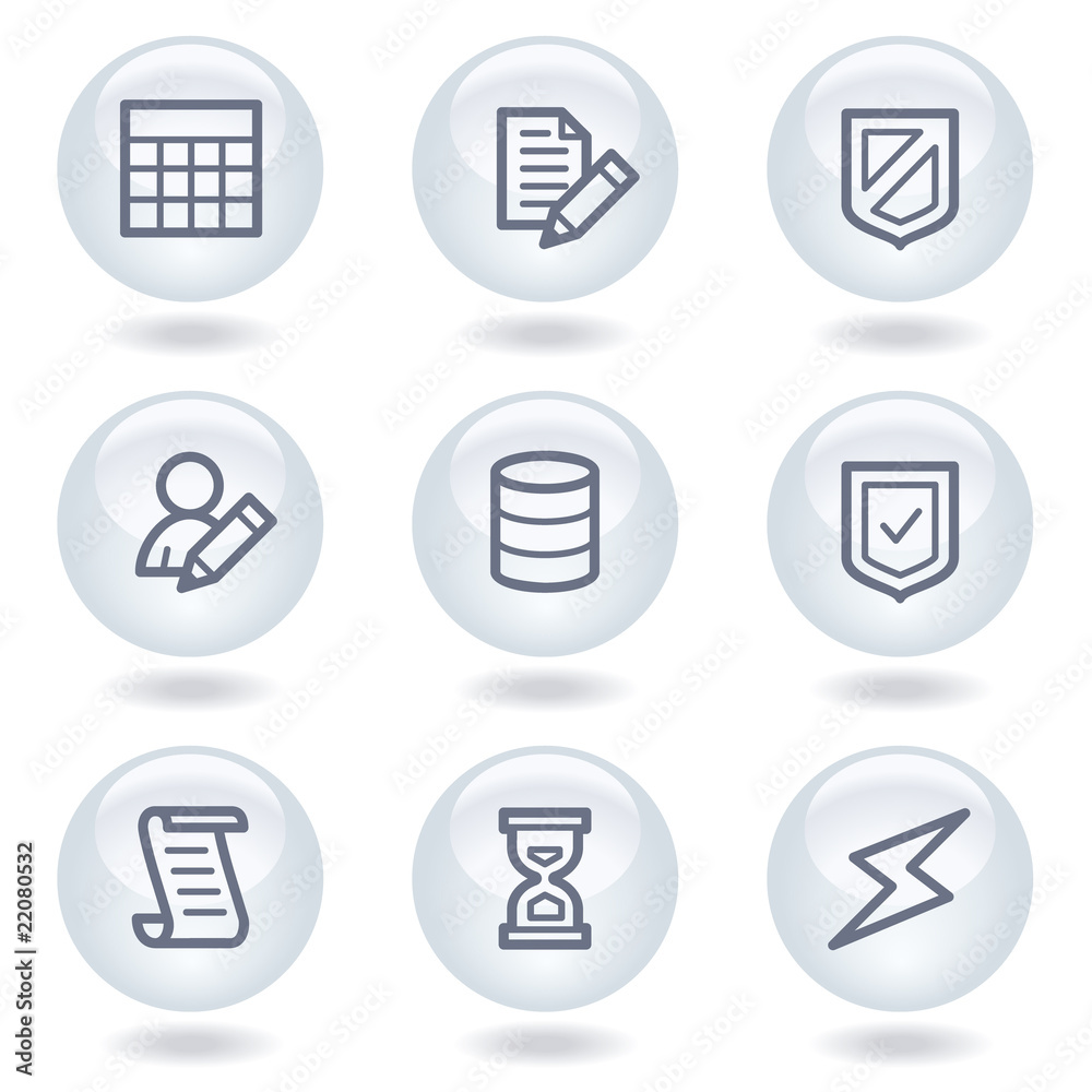 Database web icons,white circle buttons Database web icons,white circle buttons
