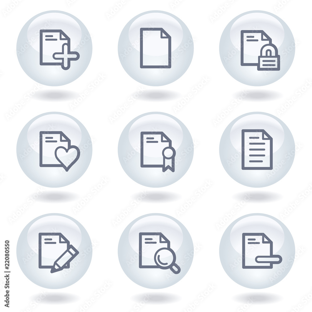 Document web icons set 2, white circle buttons Document web icons set 2, white circle buttons