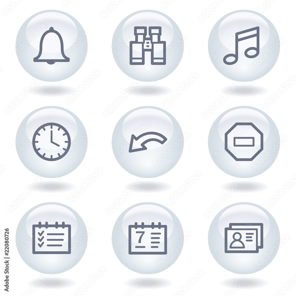 Organizer web icons, white circle buttons Organizer web icons, white circle buttons