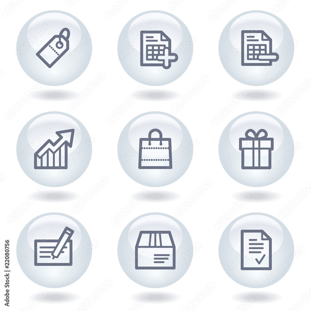 Shopping web icons set 1, white circle buttons Shopping web icons set 1, white circle buttons