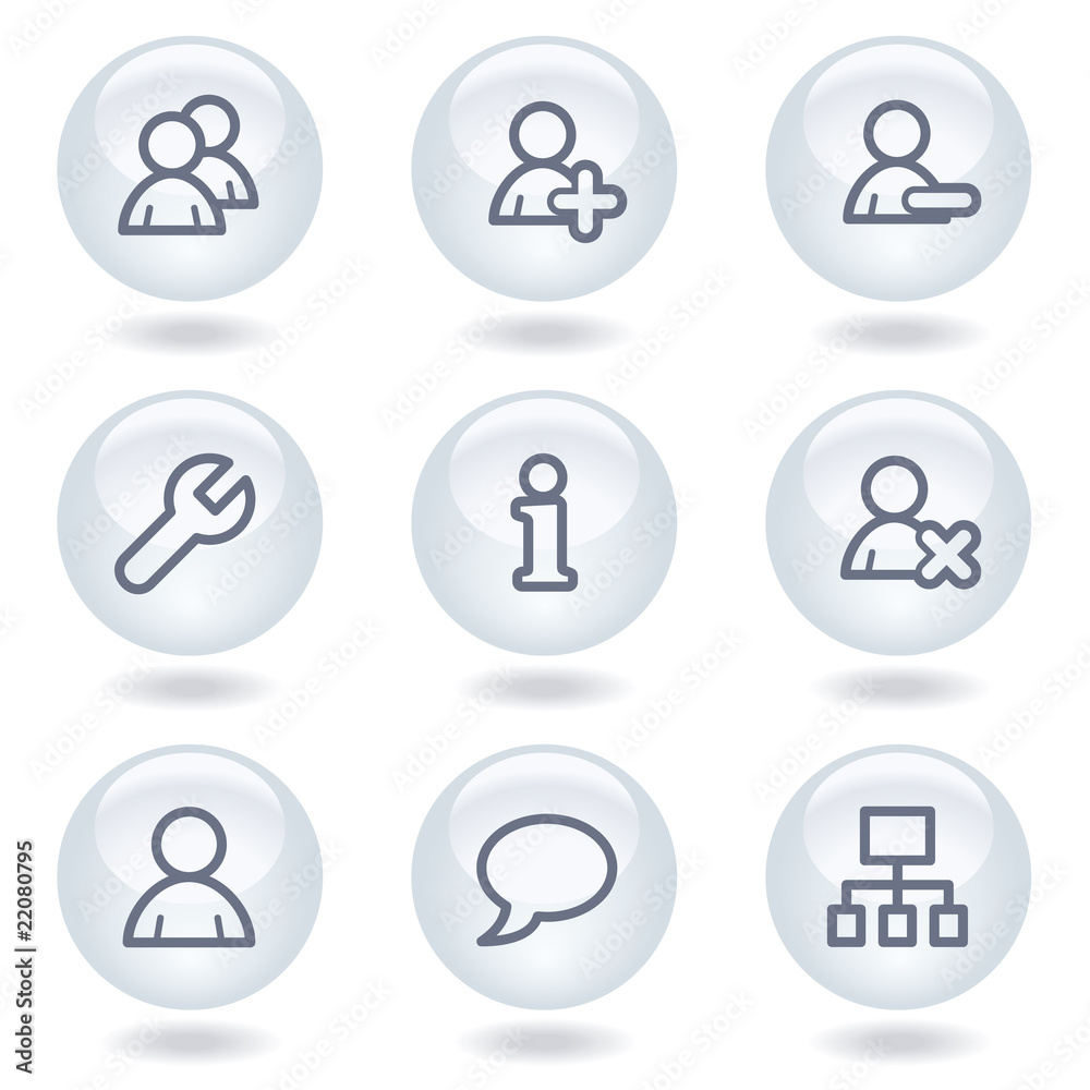 Users web icons, white circle buttons Users web icons, white circle buttons