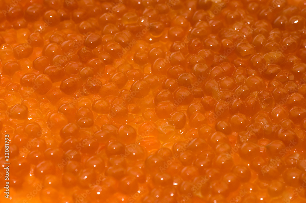 Close-up of red caviar background Close-up of red caviar background