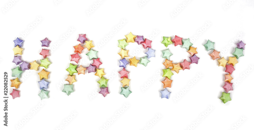 color lucky stars origami font happy