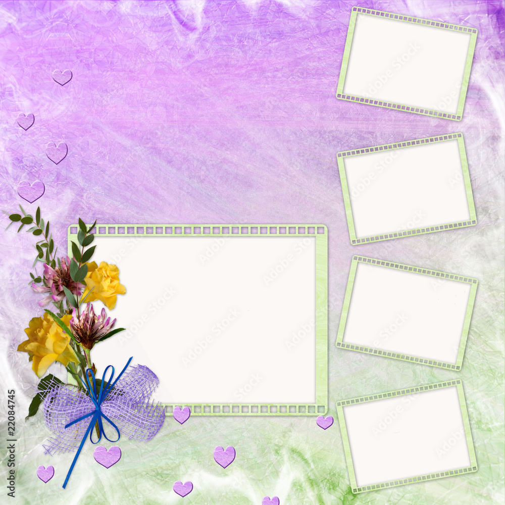 Abstract background with frame and flowers