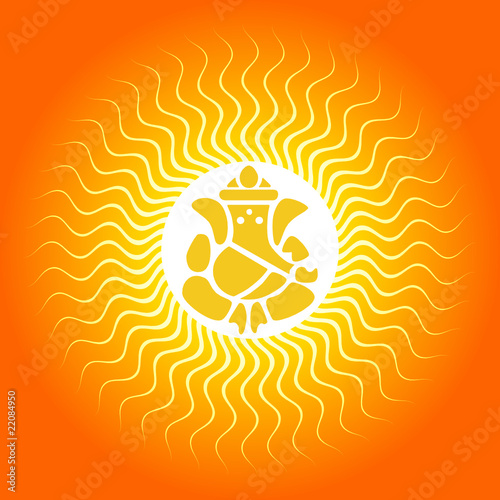 Lord Ganesha on Sun Burst Background