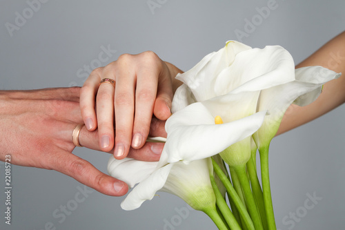 Wedding bands and hands