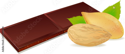 vector illustration of chocolate and almonds
