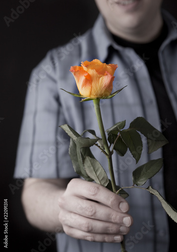man with rose
